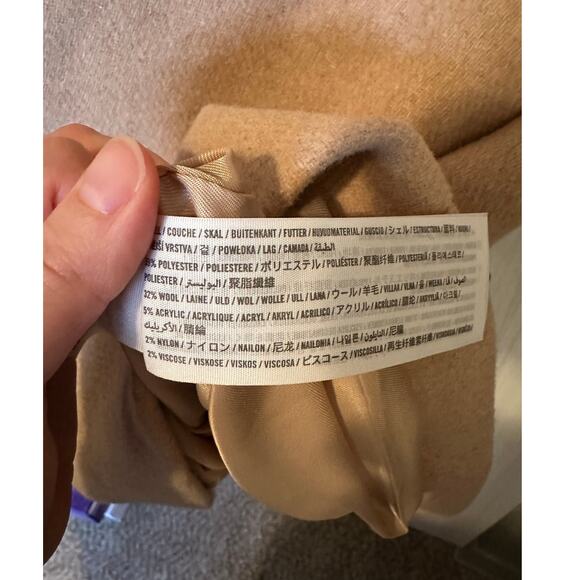 Abercrombie & Fitch Short Wool Blend Light Tan Coat Size XL Petite - Picture 6 of 7